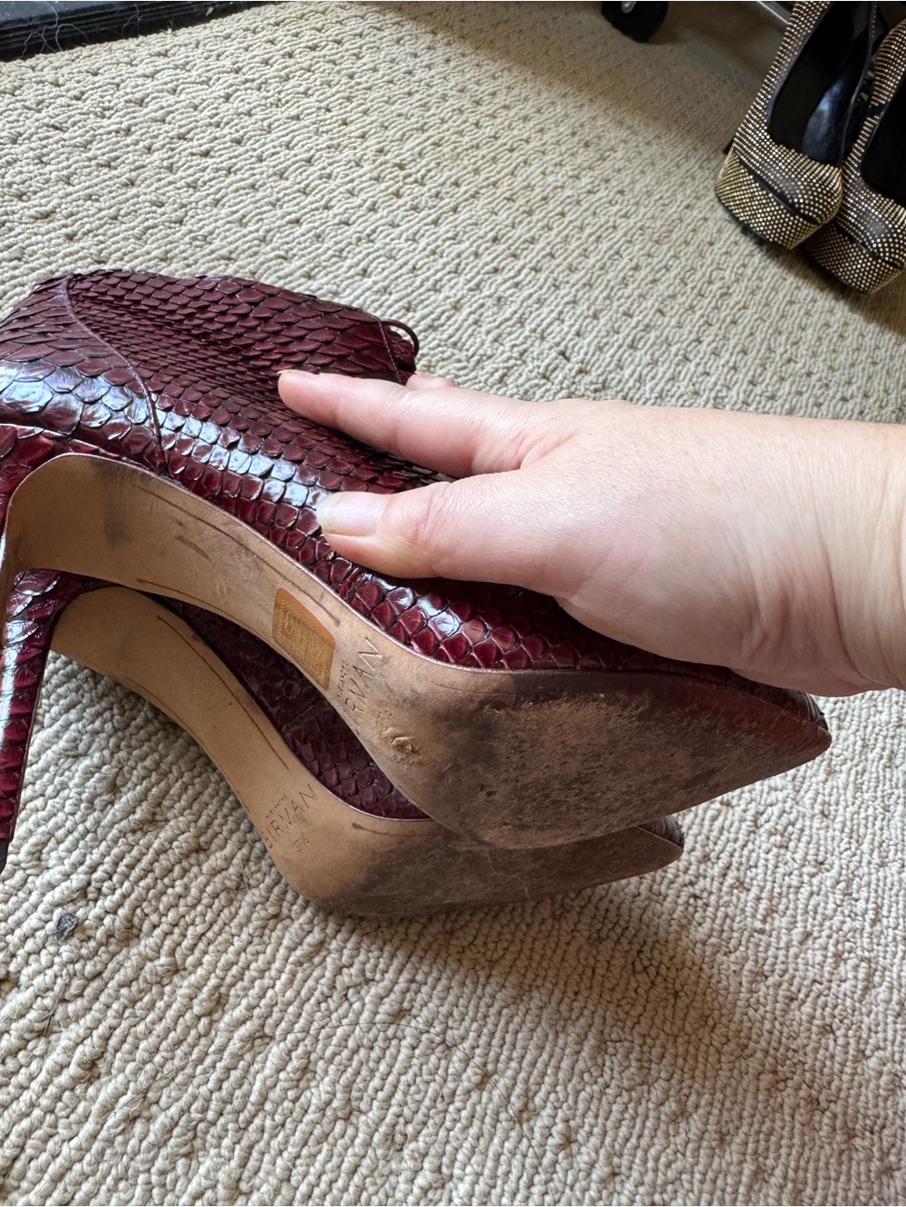 Alexandre Birman Mally Python Lace-Up Point-Toe Booties 37.5 View 5